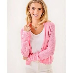 Lilly Pulitzer Size Medium Faretta Cardigan Conch Shell Pink Preppy Lightweight